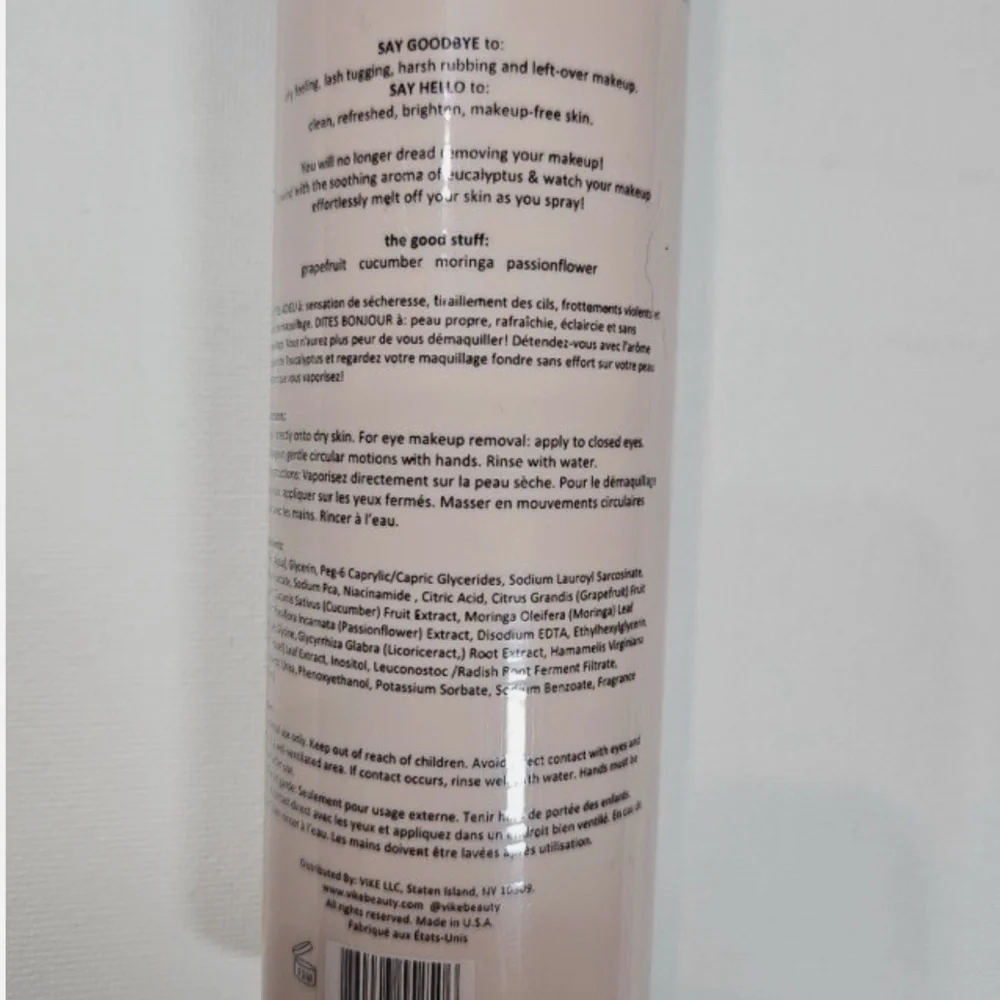 VIKE Makeup Melt Gentle Oil-Free Makeup Remover Spray 6.7oz Beige Bottle New‎